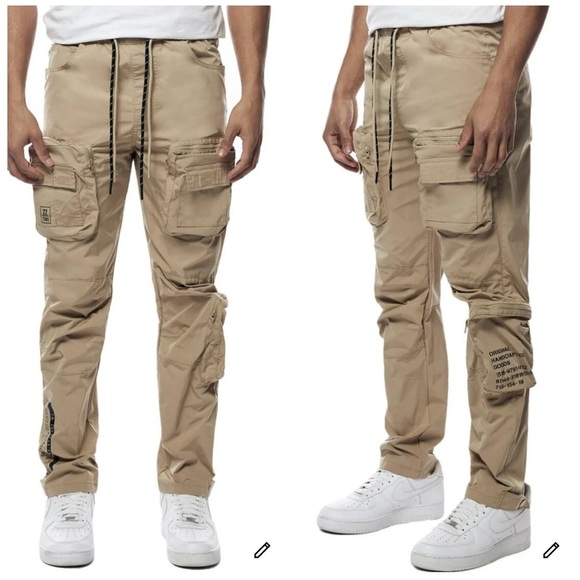 Smoke Rise Printed Nylon Utility Pants Khaki Size L Gorpcore Streetwear Cargo - Picture 1 of 11